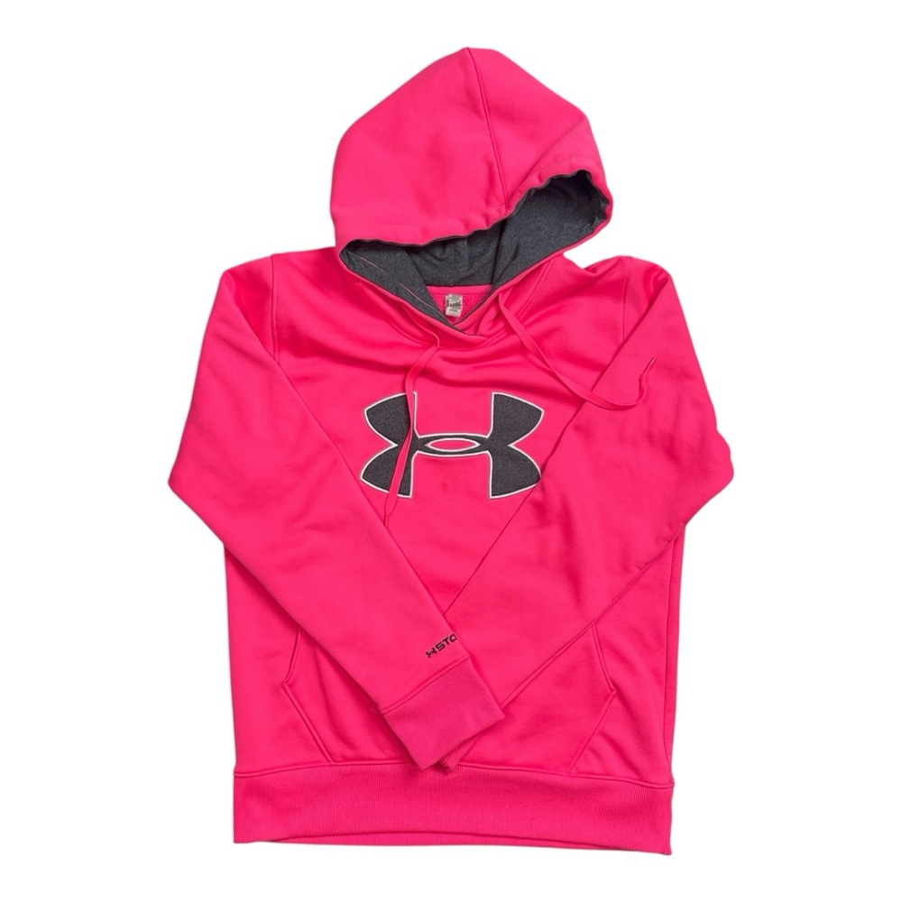 Under Armour Neon Pink Hoodie with Gray Logo Women’s Medium